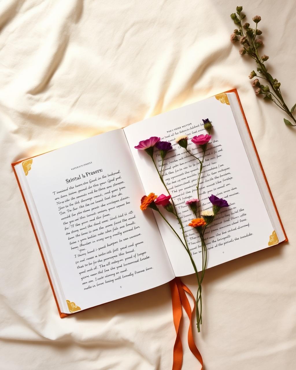 Workbook abierto con flores prensadas